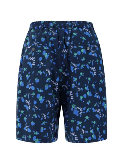 Shop Marni Printed Shorts In Blue