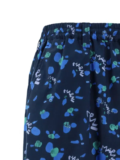 Shop Marni Printed Shorts In Blue