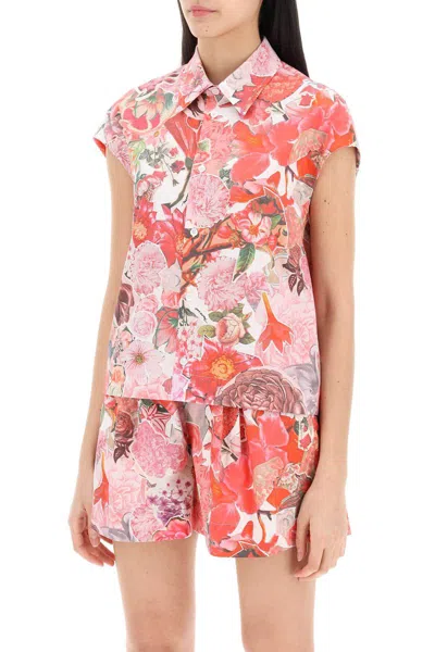 Shop Marni Sleeveless Shirt With Floral In Multicolor
