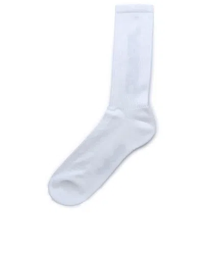 Shop Off-white 'bookish Mid' White Cotton Blend Socks