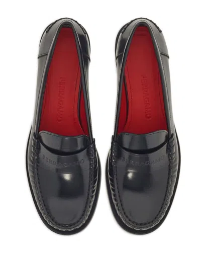 Shop Ferragamo Salvatore  Black Leather Irina Loafers