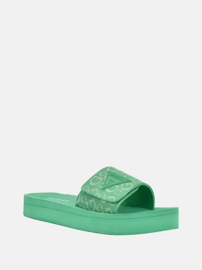 Shop Guess Factory Parties Logo Slides In Green