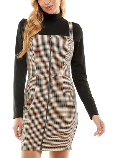 Shop Kingston Grey Juniors Womens Plaid Mini Two Piece Dress In Multi