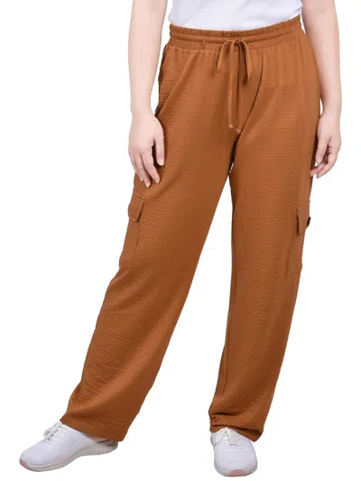 Shop Ny Collection Petites Womens High Rise Straight Leg Cargo Pants In Multi