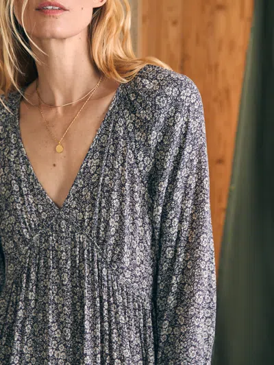 Faherty Sirene Dress In Navy Ditsy Floral