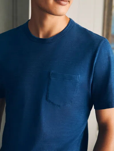 Faherty Short-sleeve Indigo Pocket T-shirt In Midnight Wash