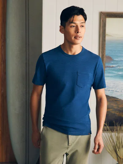 Faherty Short-sleeve Indigo Pocket T-shirt In Midnight Wash