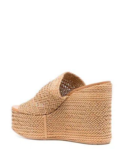 Shop Casadei Twiga Woven Sabot With Wedge In Natural