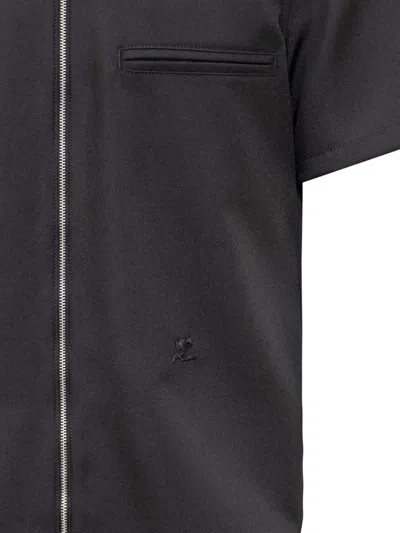 Shop Courrèges Courreges Zipped Ss Shirt In Black