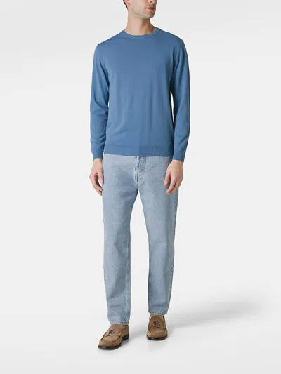 Shop Daniele Fiesoli Lightweight Crewneck Cotton Sweater In Blue