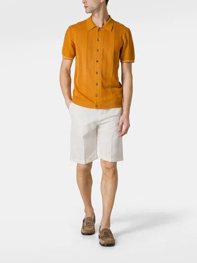 Shop Daniele Fiesoli Short-sleeved Cotton Polo With Buttons In Brown
