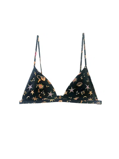 Fleur Du Mal Luxe Triangle Bra In Charm Print
