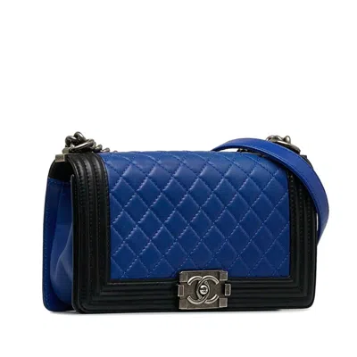Pre-owned Chanel Boy Blue Leather Shoulder Bag ()