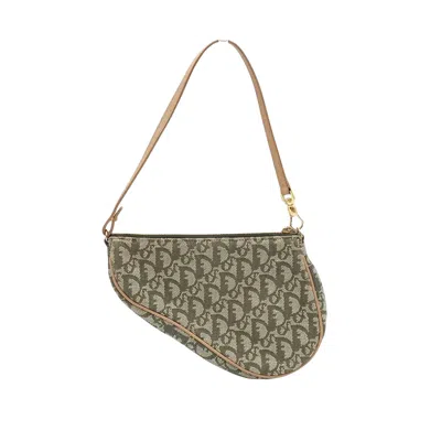 Shop Dior Saddle Khaki Canvas Shoulder Bag ()