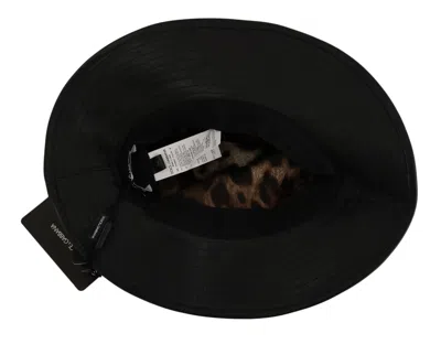 Shop Dolce & Gabbana Elegant Black Leather Cloche Women's Cap