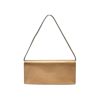 Shop Gucci Bamboo Gold Leather Shopper Bag ()