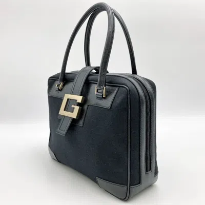 Shop Gucci G Logo Black Canvas Briefcase Bag ()