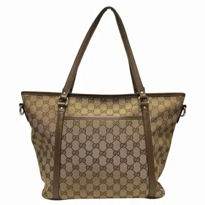 Shop Gucci Gg Canvas Brown Canvas Tote Bag ()