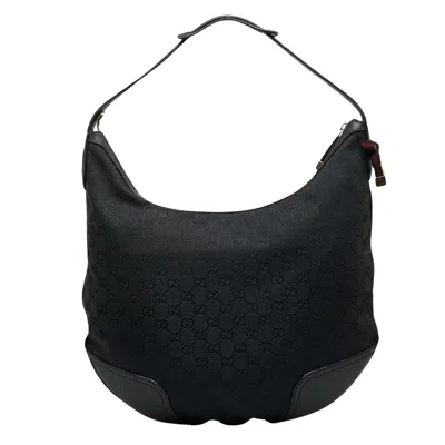 Shop Gucci Hobo Black Canvas Shopper Bag ()