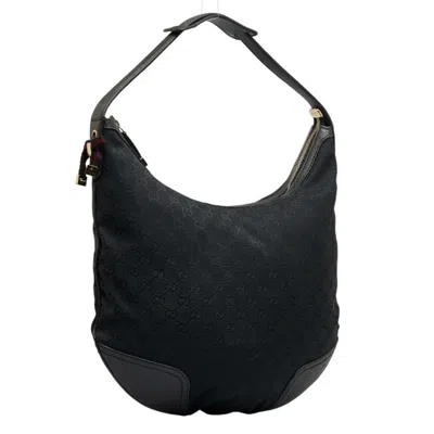 Shop Gucci Hobo Black Canvas Shopper Bag ()
