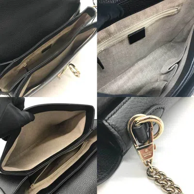 Shop Gucci Interlocking Black Leather Shoulder Bag ()