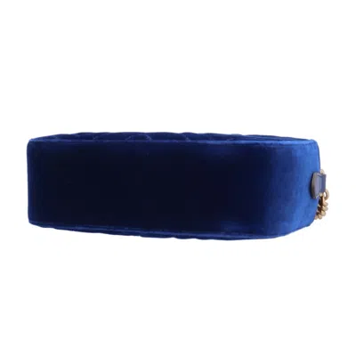 Shop Gucci Marmont Blue Suede Shoulder Bag ()