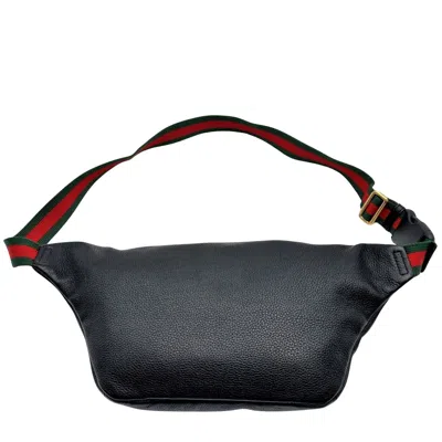 Shop Gucci Shima Line Black Leather Shoulder Bag ()