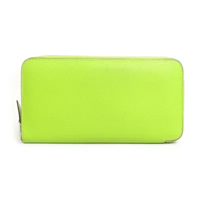 Shop Hermes Hermès Azap Green Leather Wallet  ()