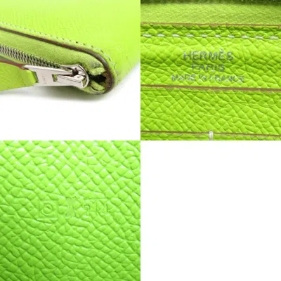 Shop Hermes Hermès Azap Green Leather Wallet  ()