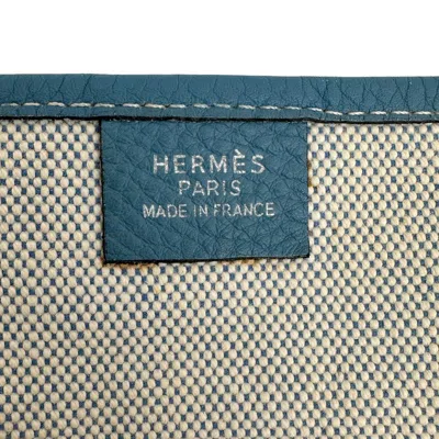Shop Hermes Hermès Jardinier Blue Canvas Shoulder Bag ()