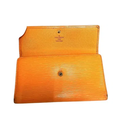 Pre-owned Louis Vuitton Trésor Orange Leather Wallet  ()