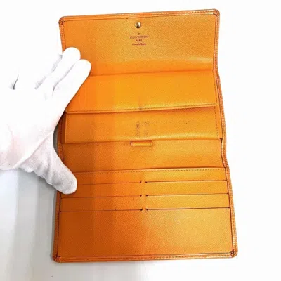 Pre-owned Louis Vuitton Trésor Orange Leather Wallet  ()