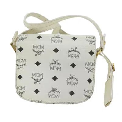 Shop Mcm Visetos White Canvas Shoulder Bag ()