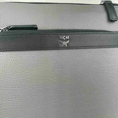Shop Mcm Women's Charcoal Gray Leather Large Messenger Bag Mmm7smk05ec001