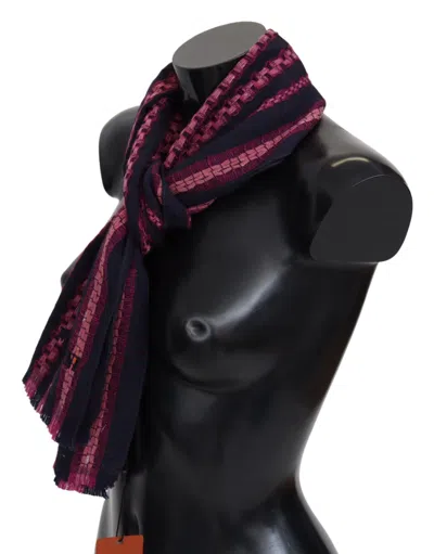 Shop Missoni Elegant Striped Wool Scarf In Black And Men's Pink