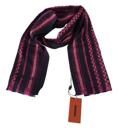 Shop Missoni Elegant Striped Wool Scarf In Black And Men's Pink