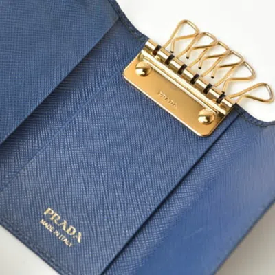 Shop Prada Blue Leather Wallet  ()