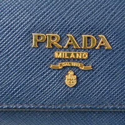 Shop Prada Blue Leather Wallet  ()