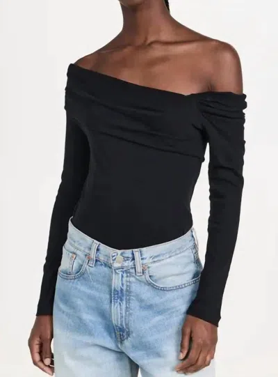 Shop Enza Costa Cashmere Draped Shoulder Top In Black