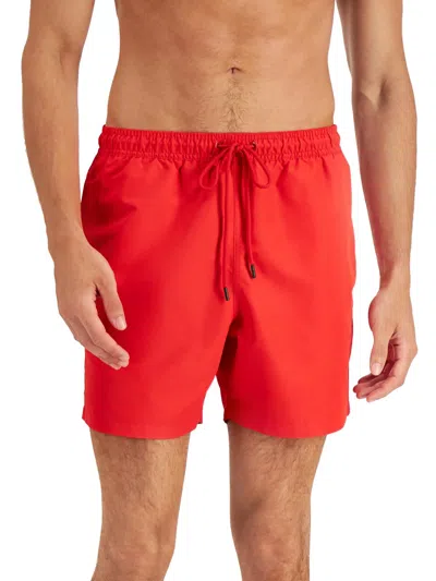 Shop Calvin Klein Mens 5" Inseam Beachwear Swim Trunks In Red