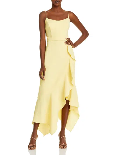 Shop Aqua Womens Crepe Scoop Neck Evening Dress In Yellow