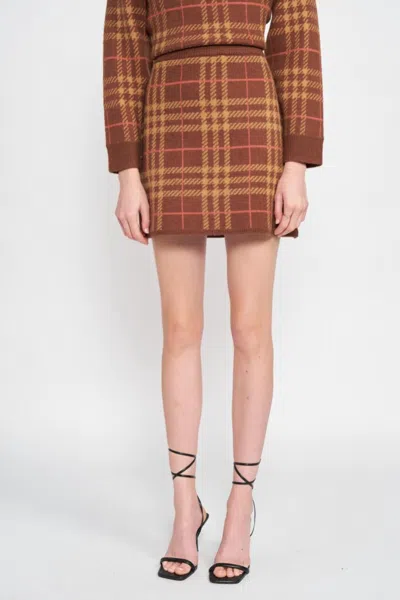En Saison Brontë Sweater Skirt In Taupe In Grey