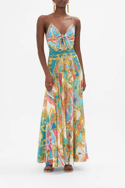 Shop Camilla Long Dress Front Tie Sleeveless Dress In Sail Away With Me In Multi