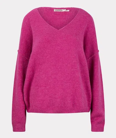 Shop Esqualo V Neck Sweater In Fuchsia In Pink