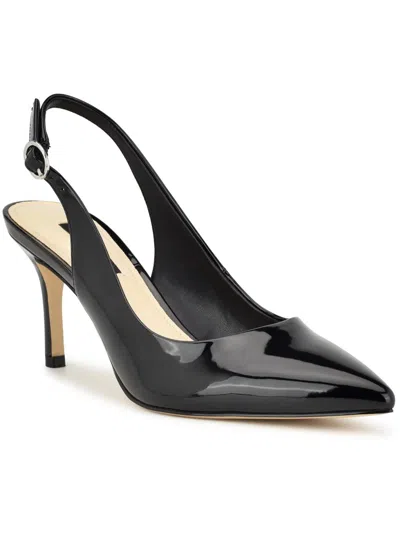 Shop Nine West Menora 3 Womens Patent Pointed Toe Slingback Heels In Black