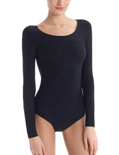 Commando Butter-soft Crewneck Long-sleeve Bodysuit In Black