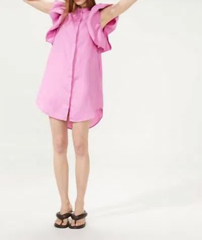 Shop Lanhtropy Santorini Linen Dress In Petunia Pink