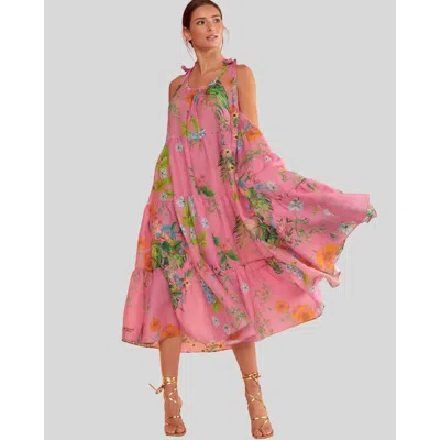 Shop Cynthia Rowley Halter Ramie Dress In Pink