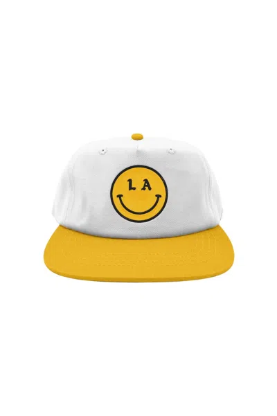 Shop Free And Easy Be Happy Two Tone Snapback Hat In Bone/yellow In Multi