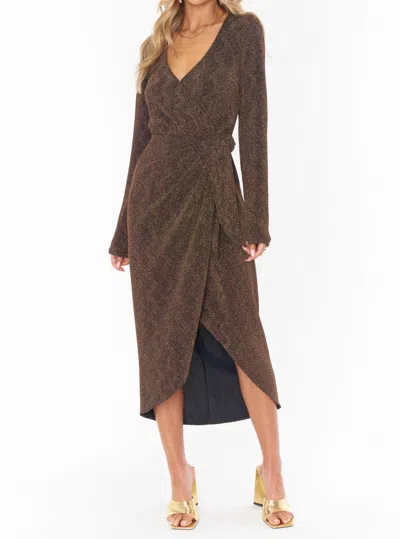 Shop Show Me Your Mumu Kimora Sparkle Knit Wrap Dress In Brown